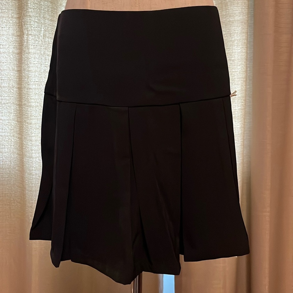 Lumiere Elegant Black Pleated Side Zip Mini Skirt Womens Large NWT